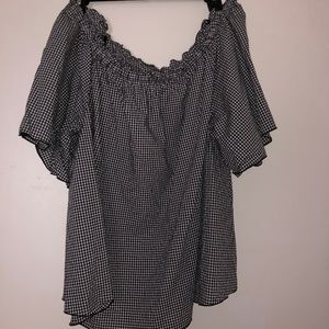 Black and White Gingham Off the Shoulder Top